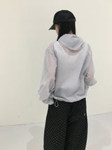 Sheer diagonal see-through windbreaker (5c)