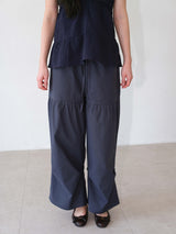 Shirring Cotton Pants (Navy)