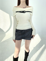 Western belt off slim knit (3color)