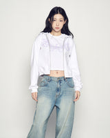 25FW WOMAN プリンセスフォントクロップフーディージップアップ ホワイト
