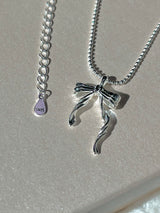 silver925 ribbon ball necklace