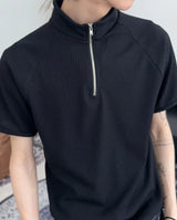 Carter Ribbed Half-Zip Short Sleeve Tee