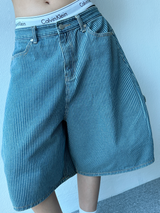 ストライプカーペンターデニムバルーンバミューダパンツ🩵💙 - 2 カラーズ