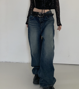 ウィンドブレーカー y2k デニムワイドパンツ