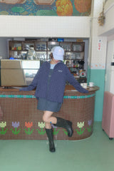 ケーキドットレースアップフーディ (NAVY)