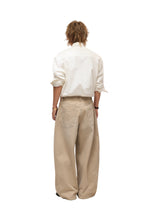 6CRAYON Khaki Classic Herringbone Washed Wide-Leg Trousers