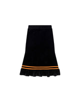 Color Strap Velour Frill Skirt _ BLACK