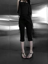 slim fit slit capri denim