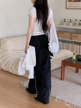 #KD Nylon Line Banding Wide Track Pants (3color)