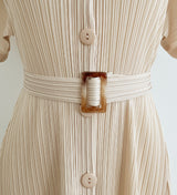 Oleun Pleated Long One Piece (Belt Set)