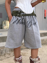 Girls フロントレタリングバミューダパンツ