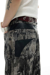 Painted Distressed Flare Denim