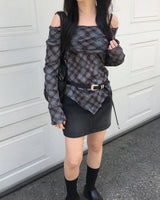Argyle off shoulder T