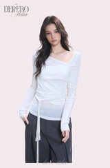Thai wrap strap long-sleeve T-shirt