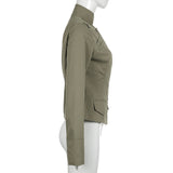 Ami khaki pocket stand long-sleeved shirt