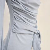 Light Shirring Wrap Button Tee 232841819