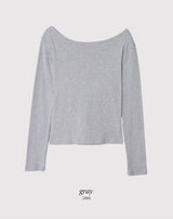 フェミニンボーダーコットンボートネックTシャツ (5color)