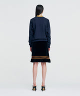 Color Strap Velour Frill Skirt _ BLACK