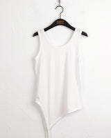 Slim basic layered diagonal long tank top sleeveless