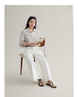 loose-fit high-waisted straight denim pants