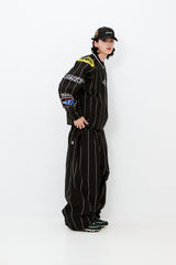 STRIPE SPORTY PULLOVER JACKET BLACK