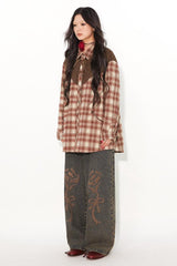 Checkered suede shirt