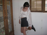 Open sheer blouse_ivory