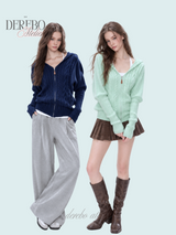 Mint Twist Hooded Knit Zip-Up