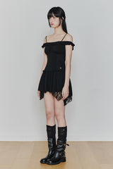 ペタルラッフルドレス black