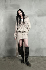 BUTTERFLY SPLATTER ZIP-UP #BEIGE(FLEECE LINED)