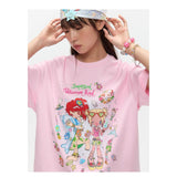 BETWEENAND xsunonebird Summer Loose Printed Top Two Color Pure Cotton Round Neck Short Sleeve T-shirt for Women