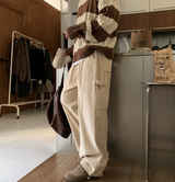 And double corduroy Carpenter Bendable Wide Pants