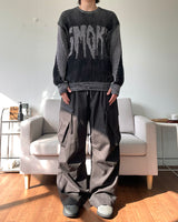 ジッパービッグカーゴコットンパンツ -グランジ