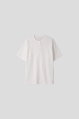 LMN フェルトマッスルタッチヘンリーネック半袖Tシャツ (4 colors)