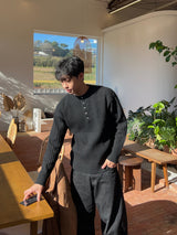 Stoic Henley-Neck Wool Knit (4 Colors)