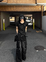 Washed Black Multi Cargo Denim
