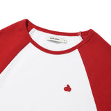 KIRSH PLAIN COLOR MIX RAGLAN CROP T-SHIRT - RED   