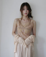 finit sheer pearl satin floor-length sk