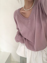 [MADE] Silhouette, summer V-neck loose fit knit