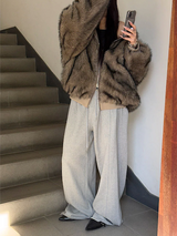 [Unisex] ファー2ウェイフードジップアップ(4color)