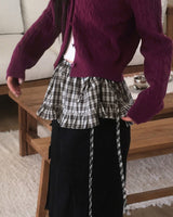 Esseon Checkered Layered Mini Wrap Skirt