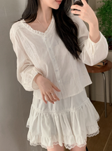 #AR Frill Lace Pintuck Blouse