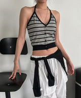 Multi strip knit halter sleeveless