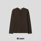デリマッスルフィットヘンリーネック長袖Tシャツ