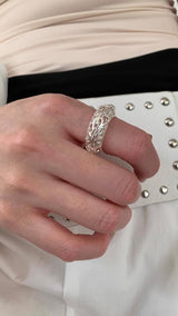 Silver ethnic pattern ring