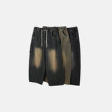 Cross Patch Work Banding Denim Pants (2 Colors)