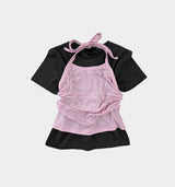 Halter ballet layered top