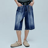navajo パターンカットオフバミューダパンツ indigo blue