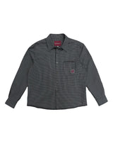 FINE PLAID RANDOM STITCH SILVER THREAD LOGO SQUARE LABEL HEM COLOR-TOOTH ZIPPER SIDE HAND-SEWN BUTTON SHIRT