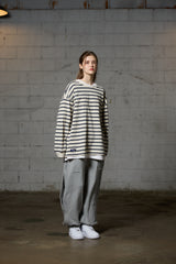 JERRY STRIPE OVERFIT LONG SLEEVE T-SHIRT / IVORY